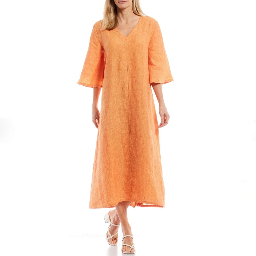 Nwt Bryn Walker Liliana Linen Oversized Dress Womens Xs Orange A-Line $192
